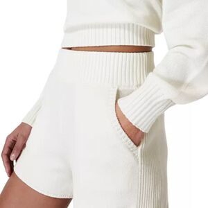 Sweaty Betty High Waist Coastal Cream White Stretch Shorts size Medium